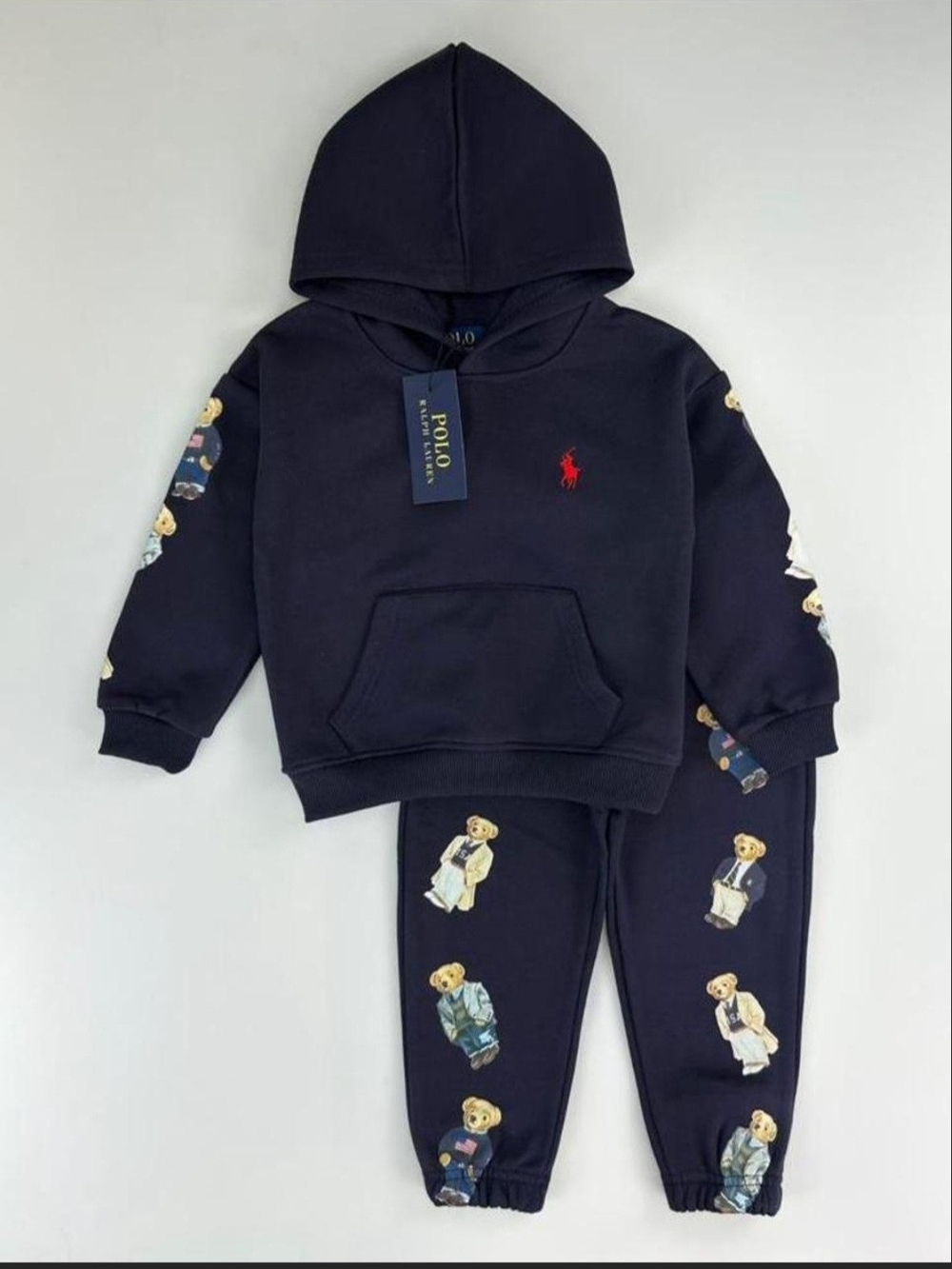 Polo by Ralph Lauren Navy Bear Hoodie & Joggers - Red Logo